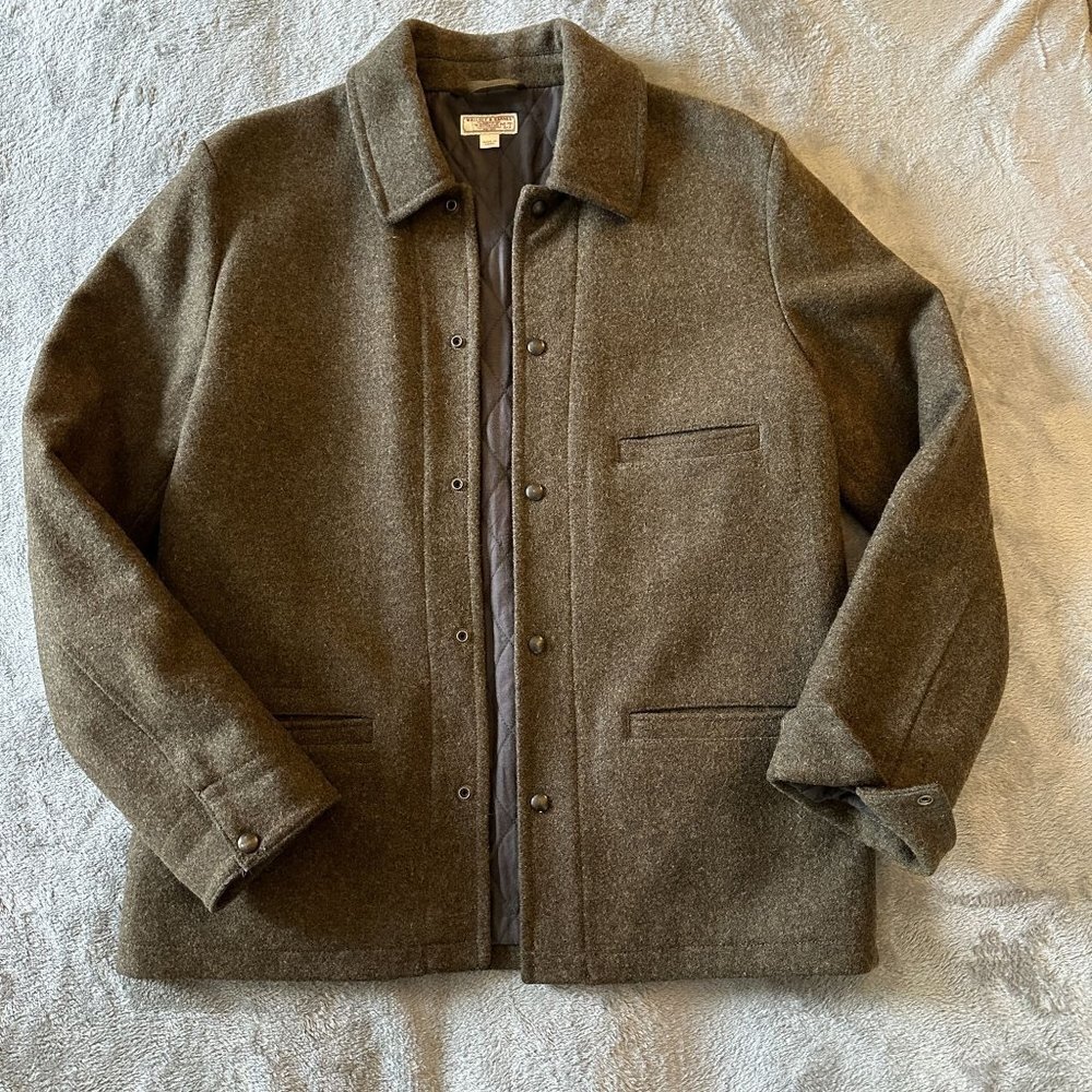 Wallace & Barnes Green Wool Snap Coat Jacket Men's Large Tall LT